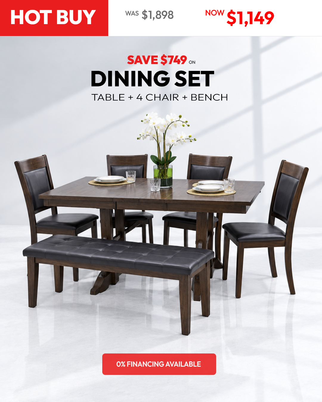 Dantenton 3 Piece Dining Set