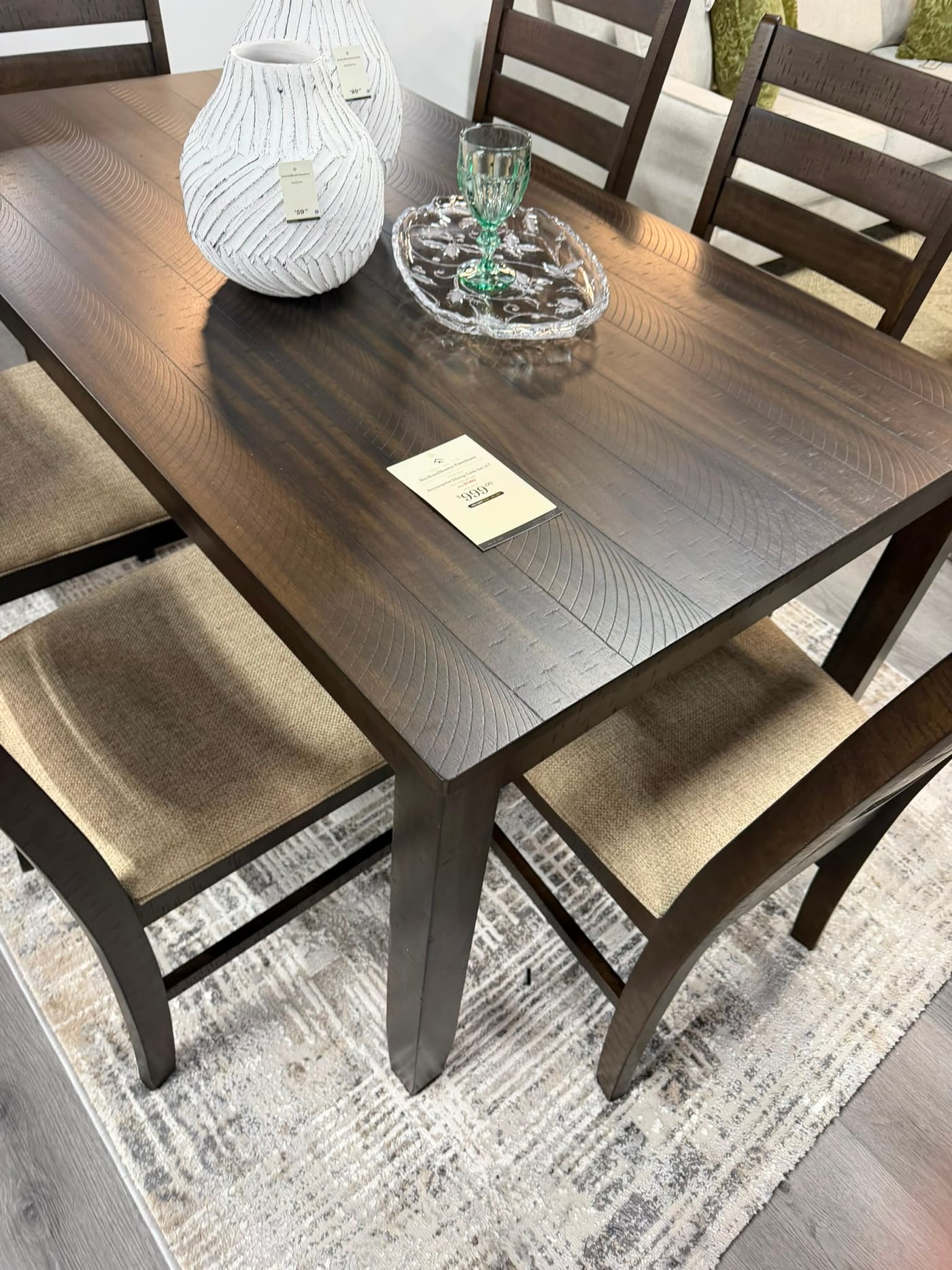 A dining table close-up at the Rockwell Home showroom