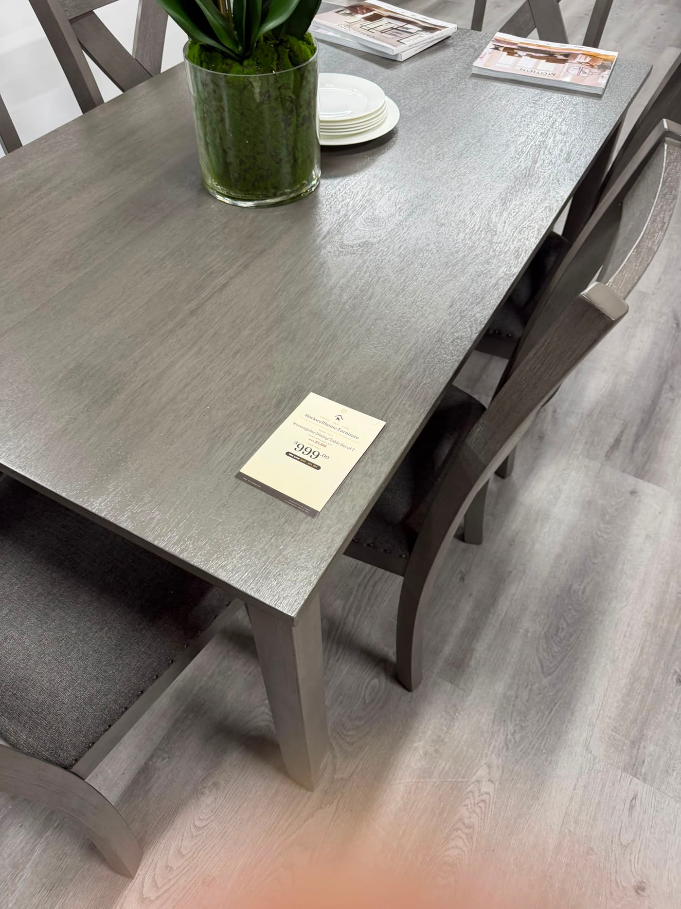 A dining table on display in the Rockwell Home showroom